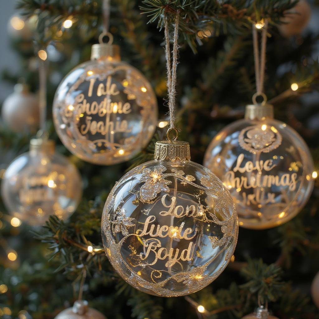 Christmas Ornaments with Peace Joy Love Quotes