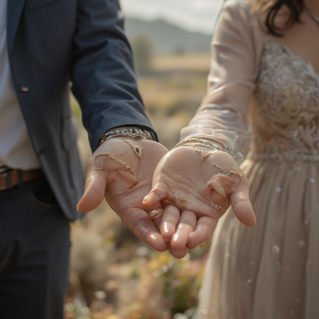 Couple holding hands, symbolizing their bond and commitment