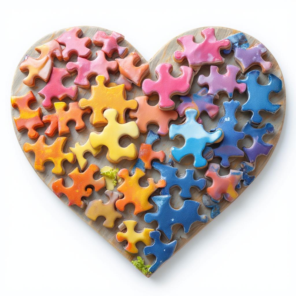 Image of a completed heart-shaped puzzle