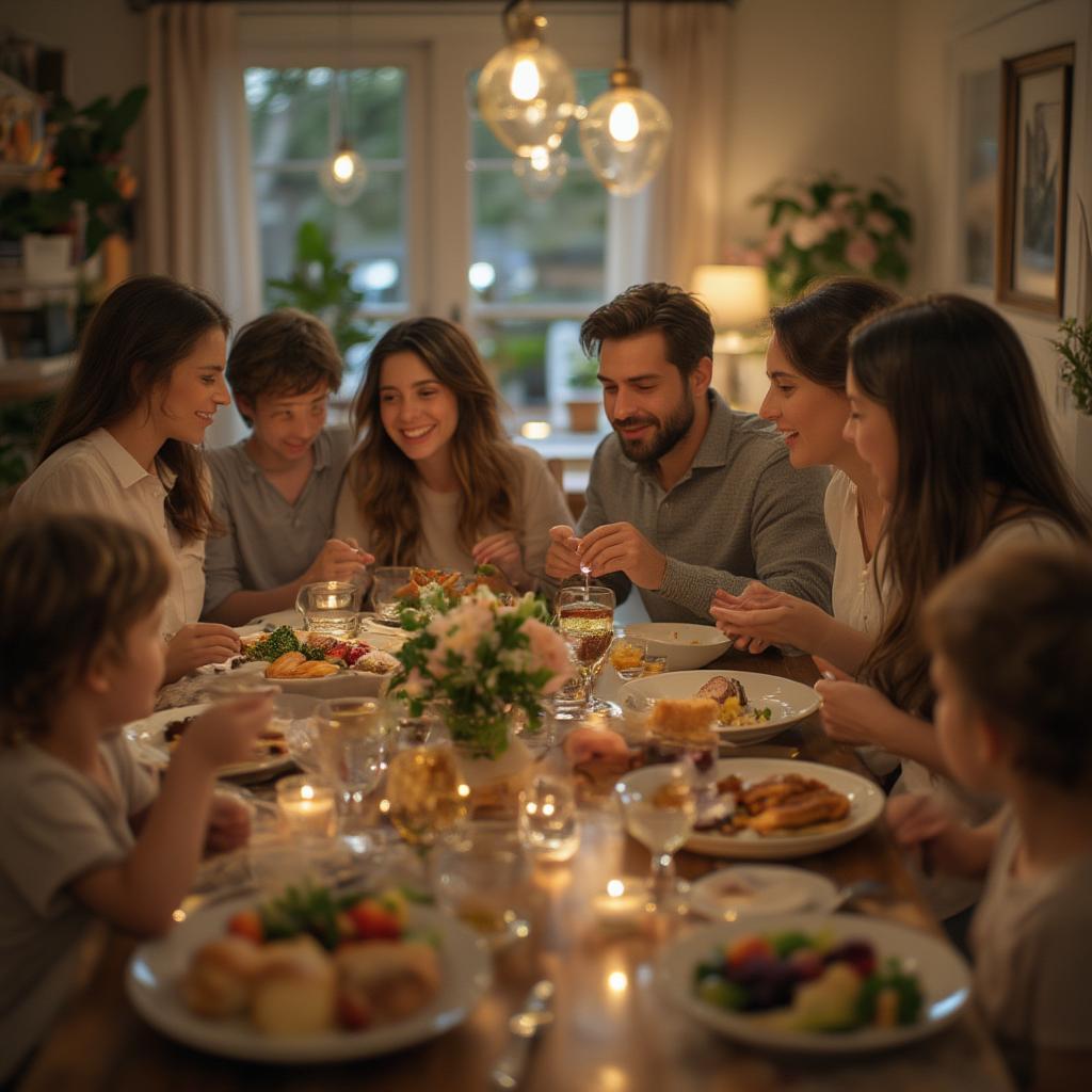 Family Enjoying Dinner Together