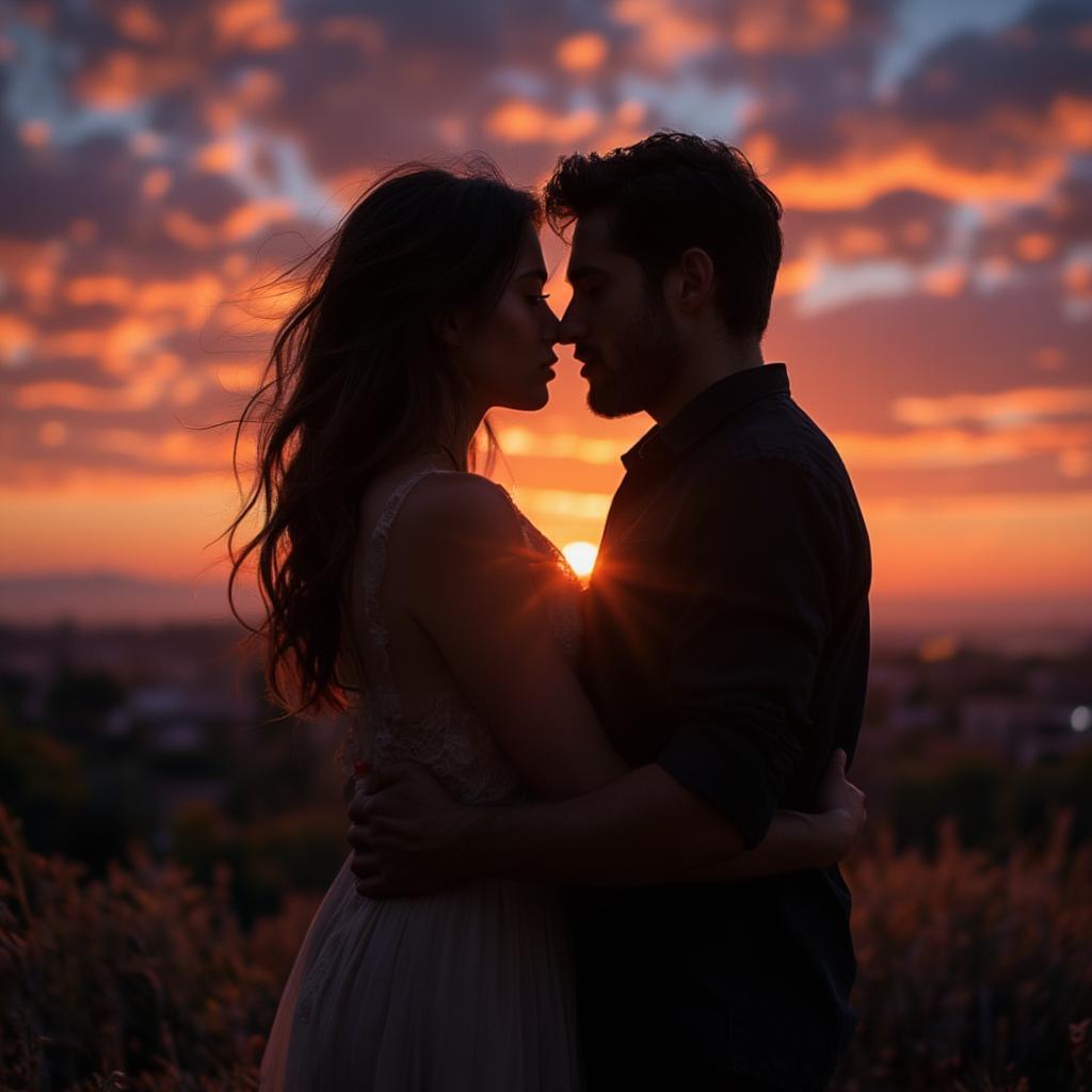 Couple Embracing at Sunset