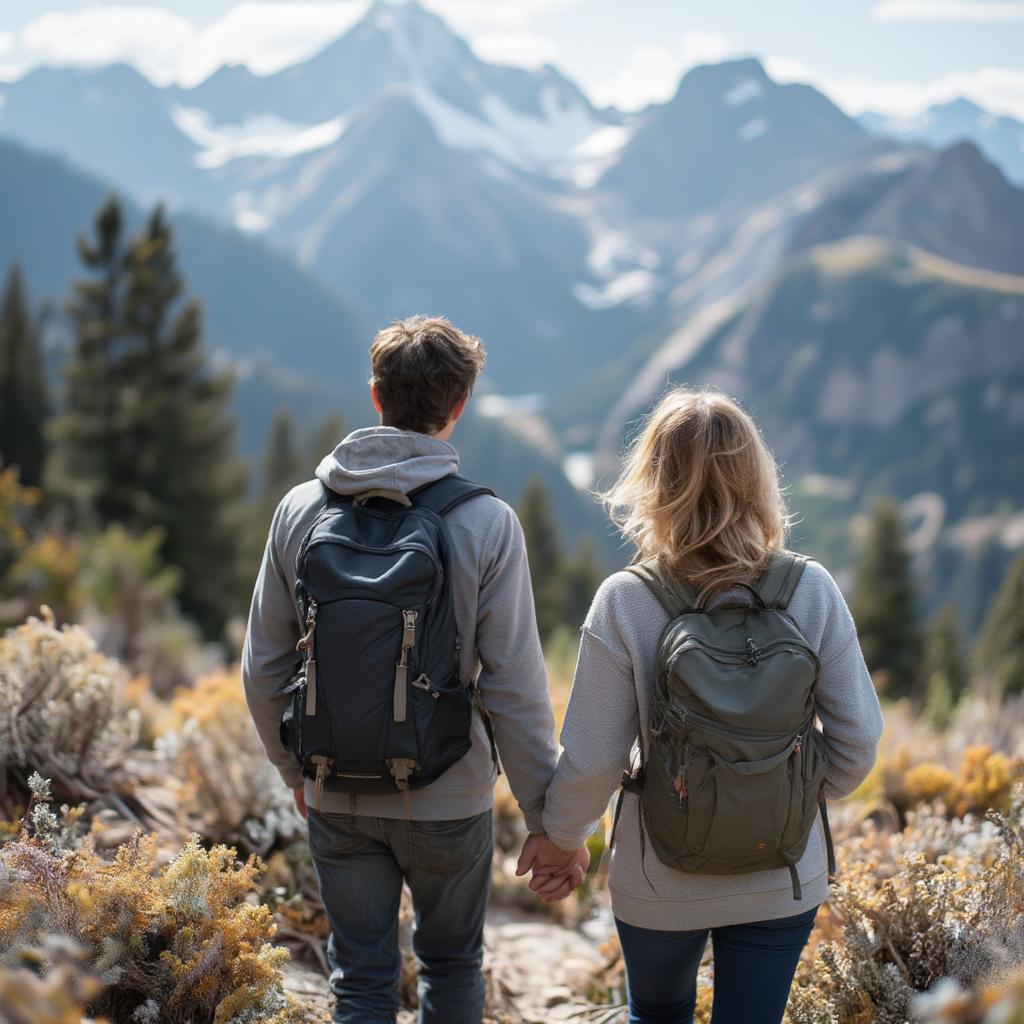 Couple Hiking Mountain Trail