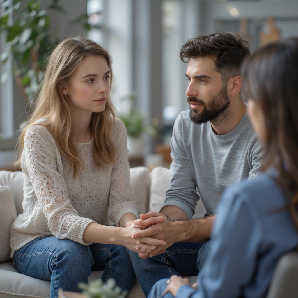 Couple Holding Hands During Therapy Session