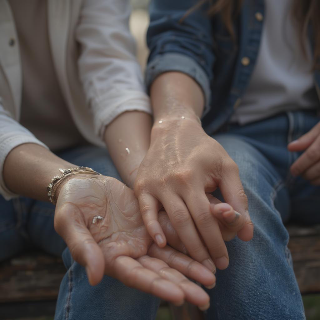 Couple holding hands showing support