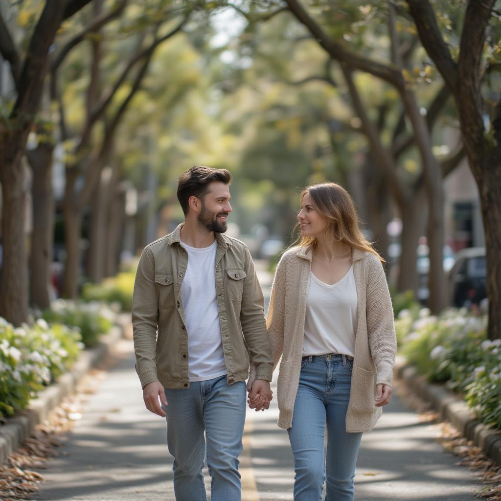 Couple Holding Hands While Walking