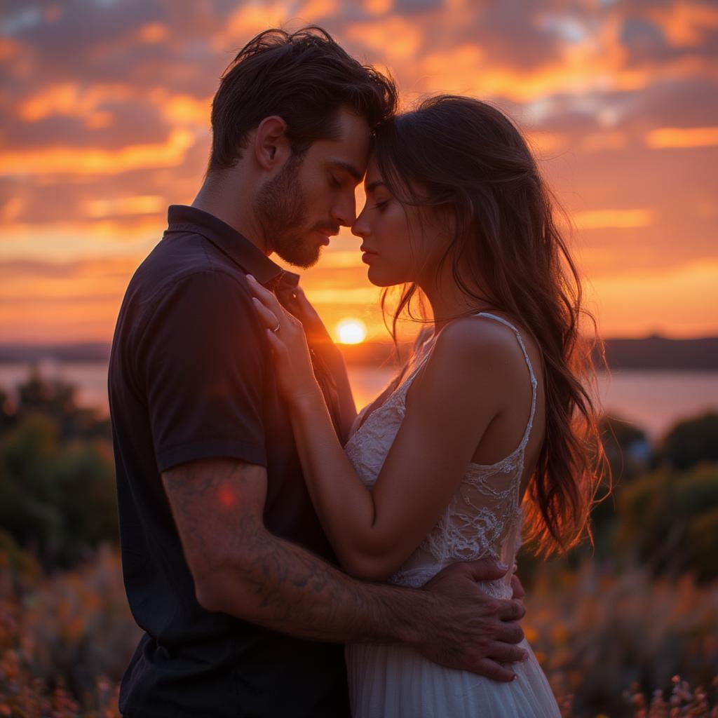 Couple Embracing at Sunset