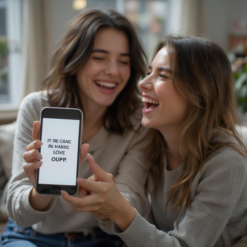 Couple Sharing a Laugh Over a Funny Love Quote