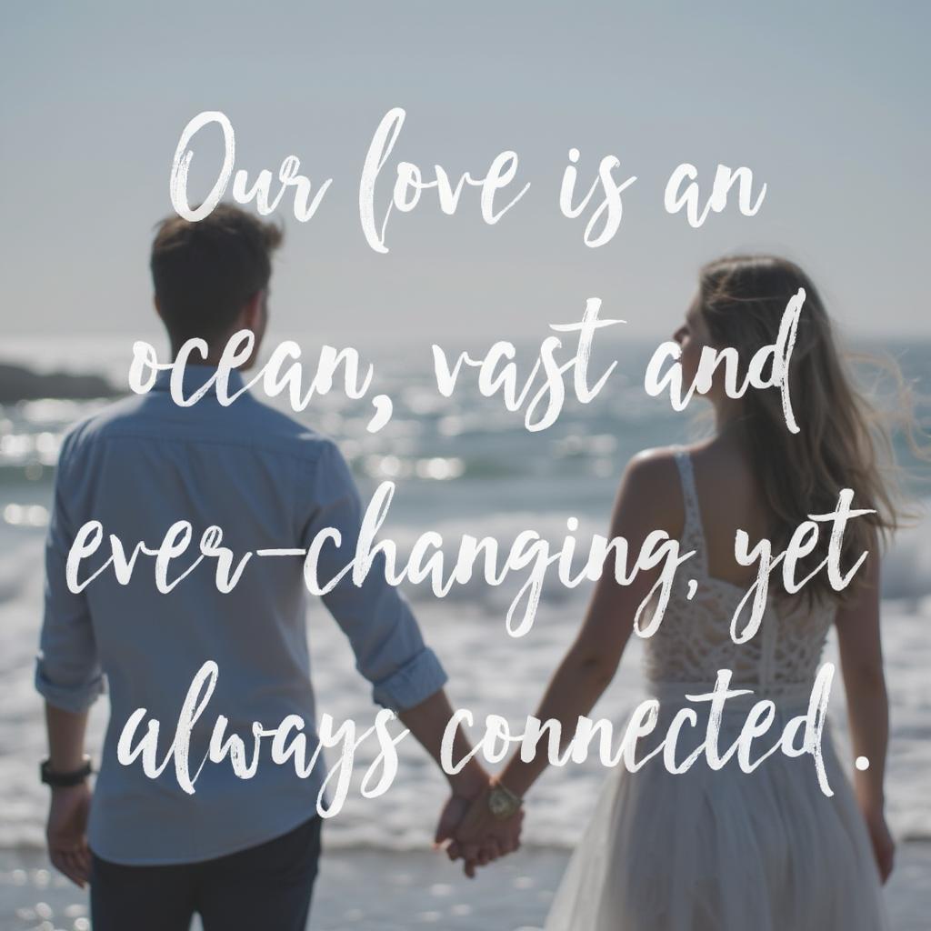 Couple on the beach with an ocean love quote