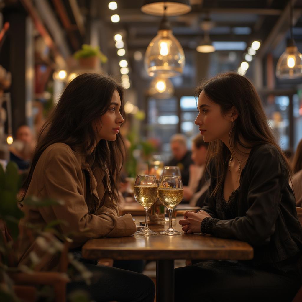 Couple enjoying a date night at a restaurant