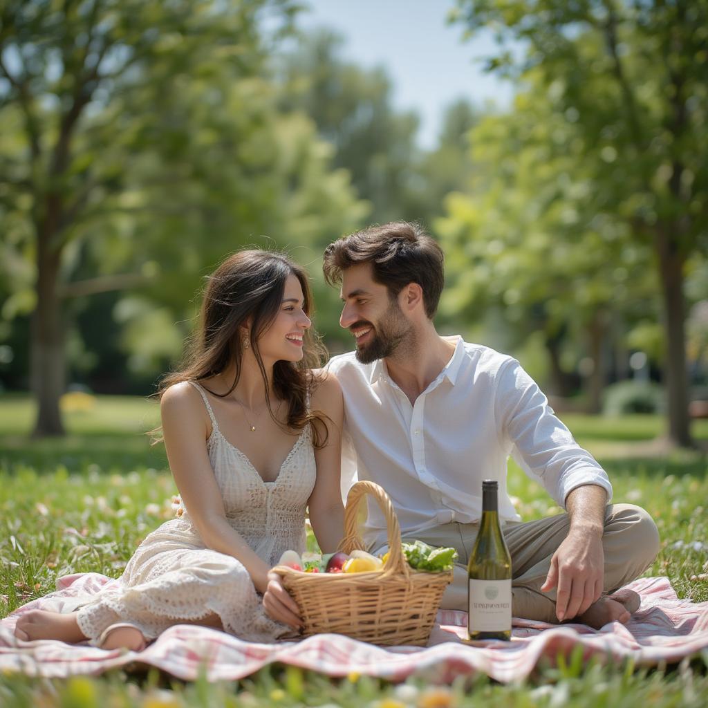 Couple Having a Picnic in the Park