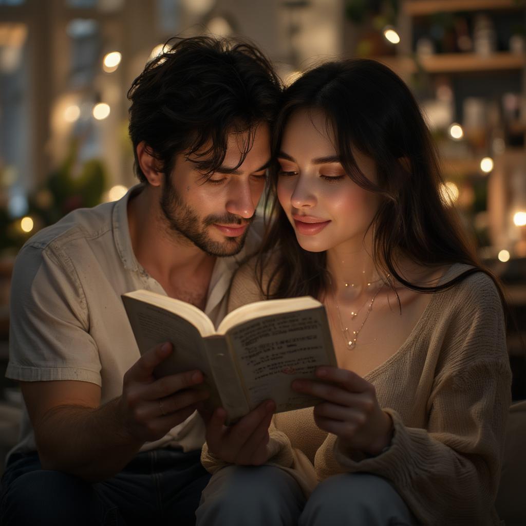 Couple Reading Love Quotes Together