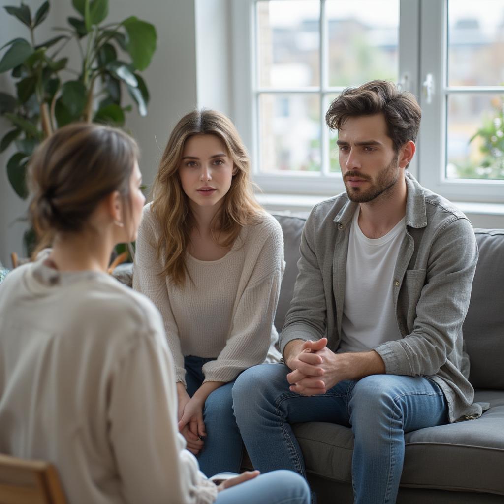 Couple in therapy discussing their love-hate relationship.