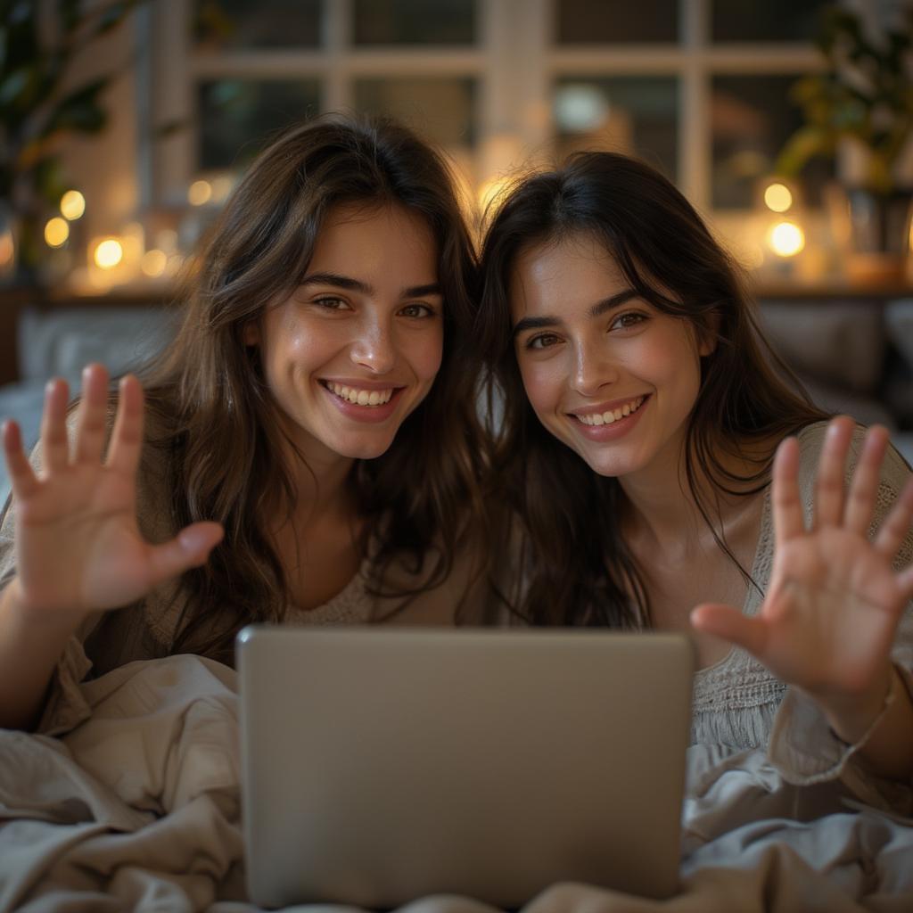 Couple on Video Call Saying Good Night