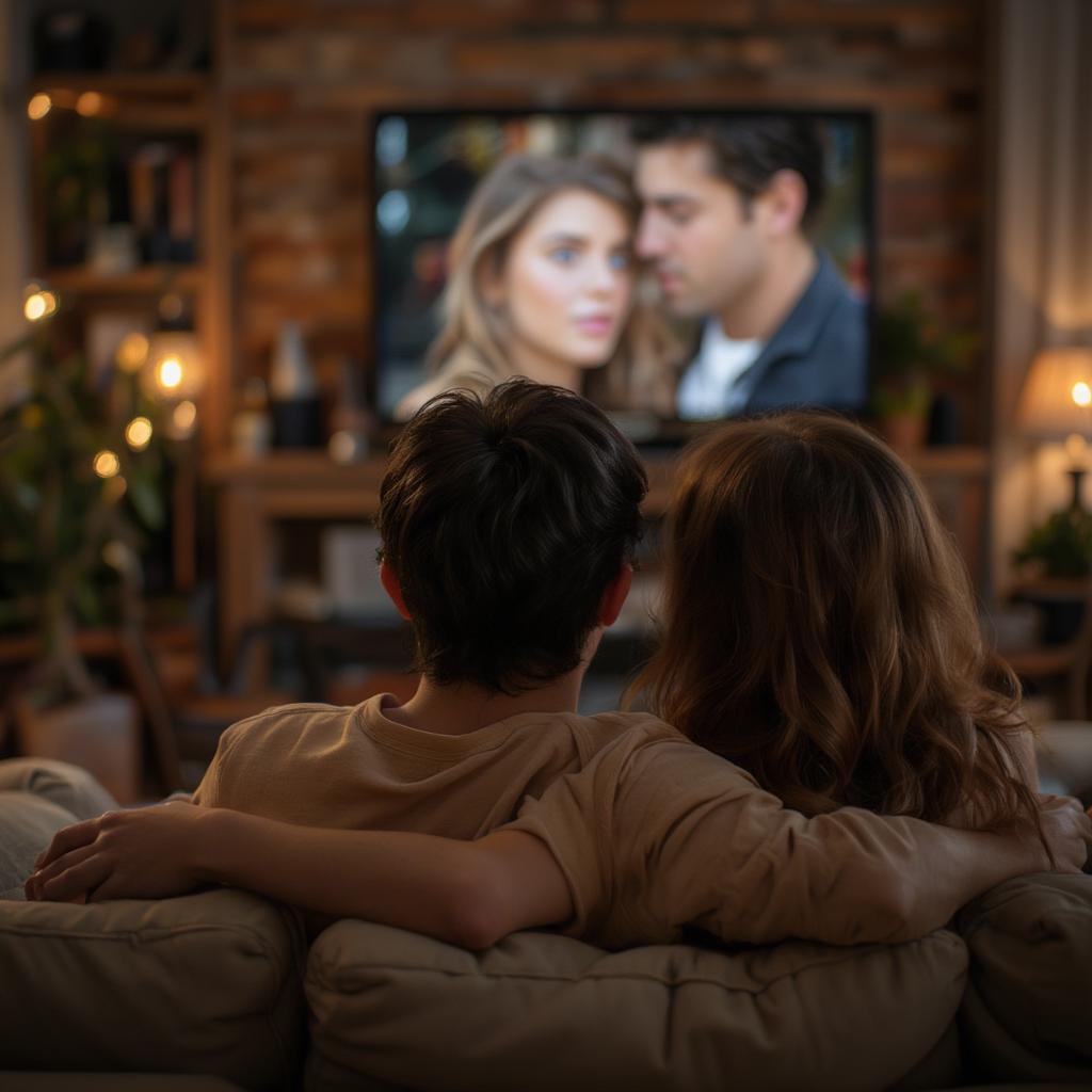 Couple Watching a Romantic Movie