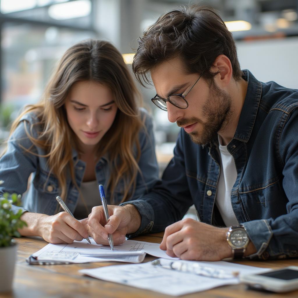 Couple Working Together on a Project