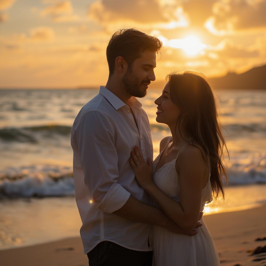 A happy couple embracing, representing the strength of a healthy relationship.