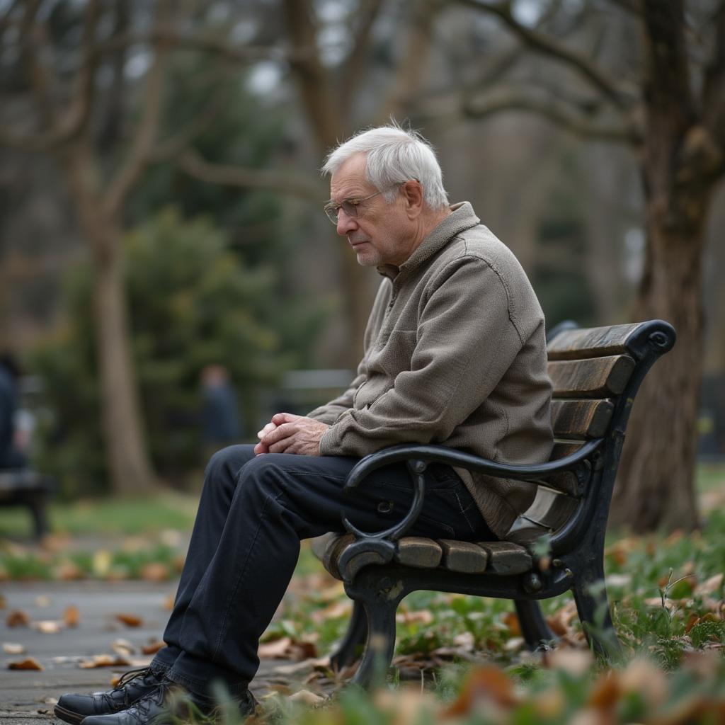 A father looking distant and struggling with his emotions.