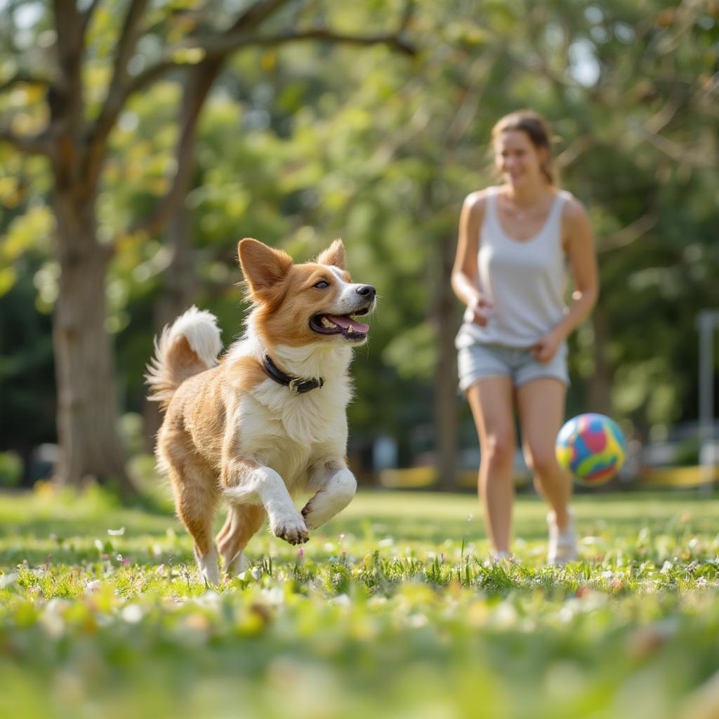 Dog Enjoying Playtime with Owner