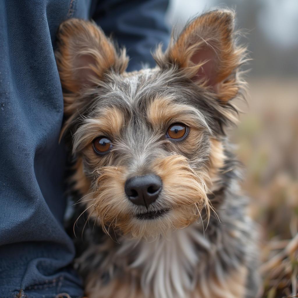 Dog Leaning on Owner for Comfort