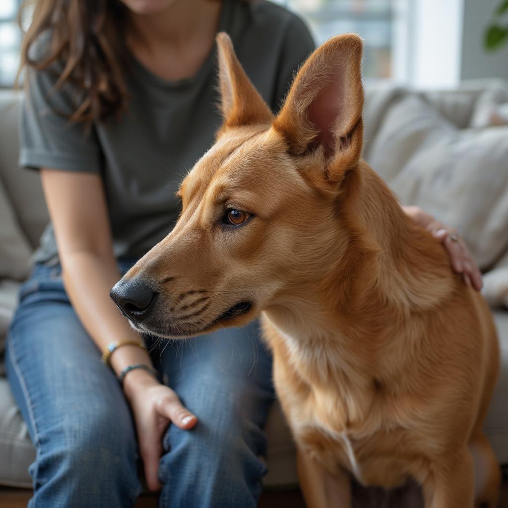 Dog Leaning Against Owner Showing Affection