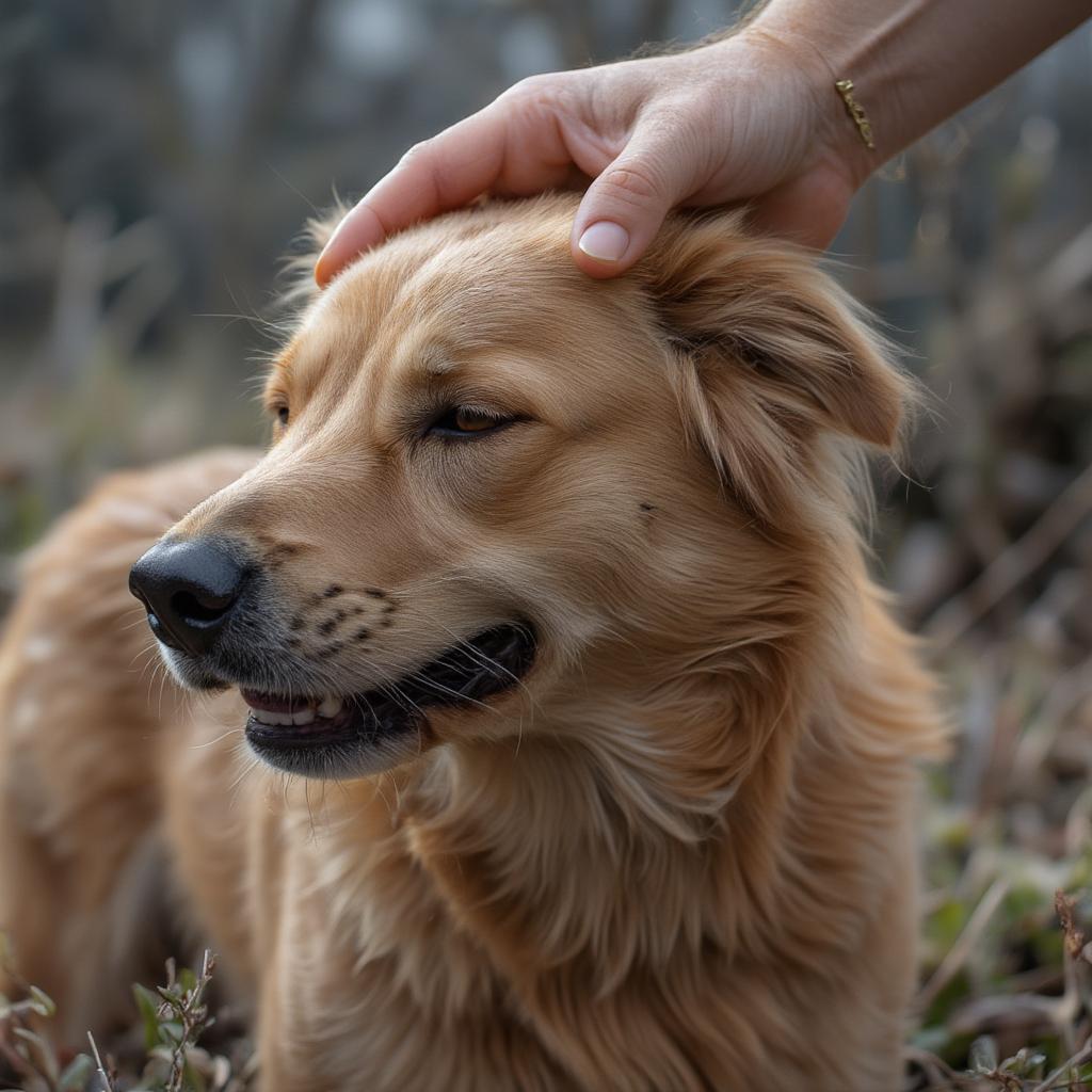 Dog Receiving Affectionate Petting