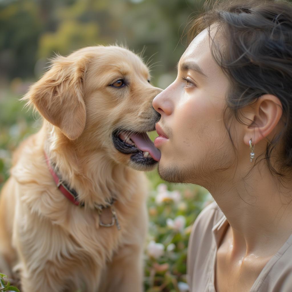 Dog Showing Affection Through Licking