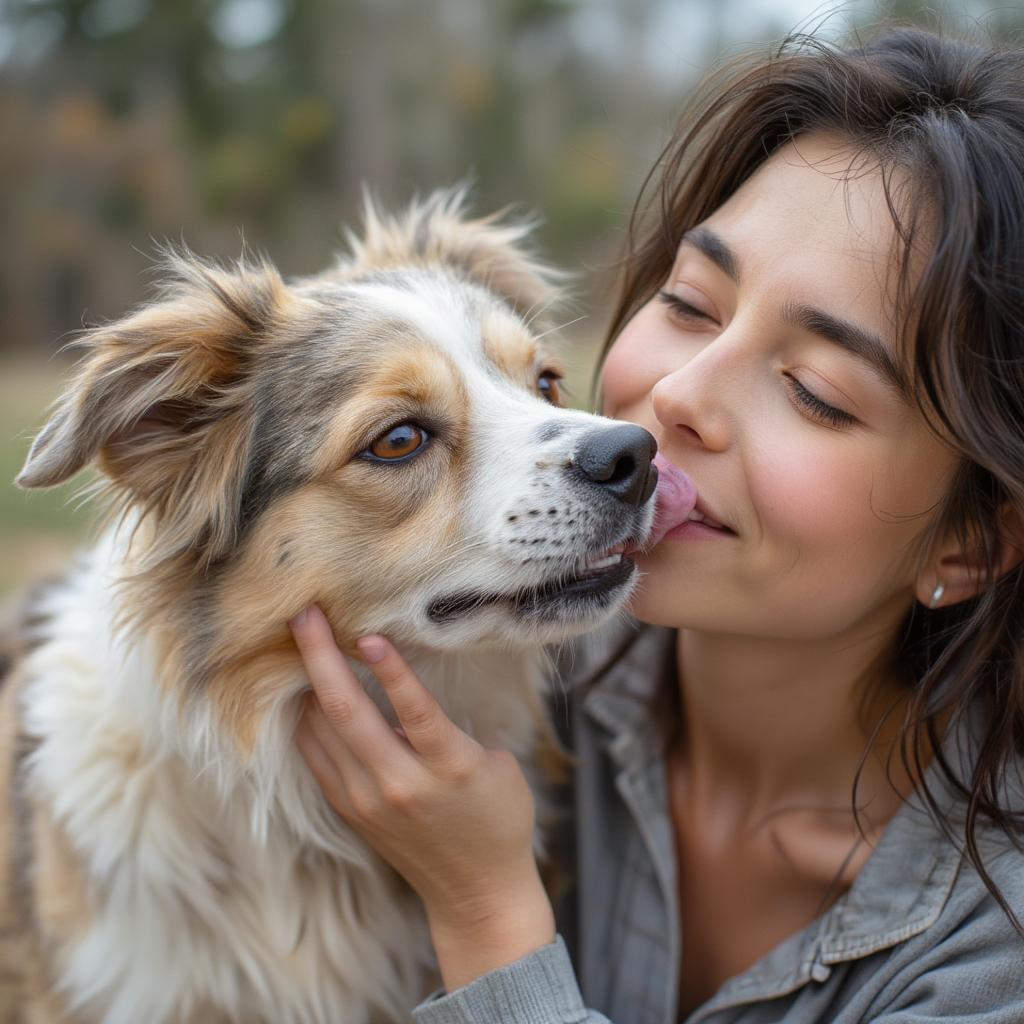 Dog Showing Affection to Owner