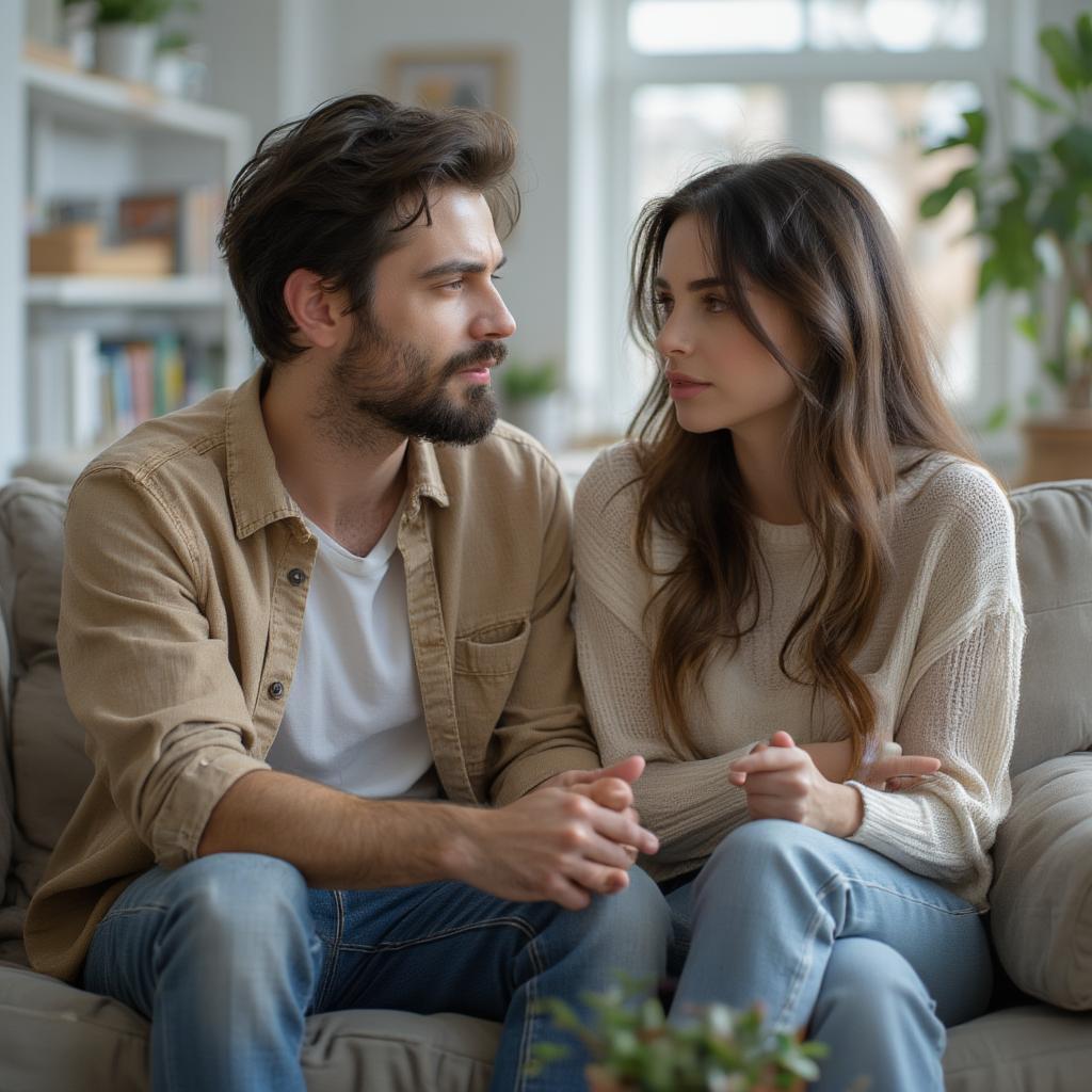 Couple experiencing anxiety in the early stages of their relationship