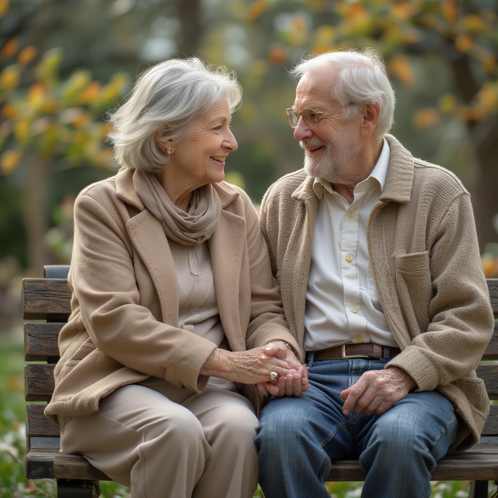 Elderly Couple Holding Hands on Anniversary