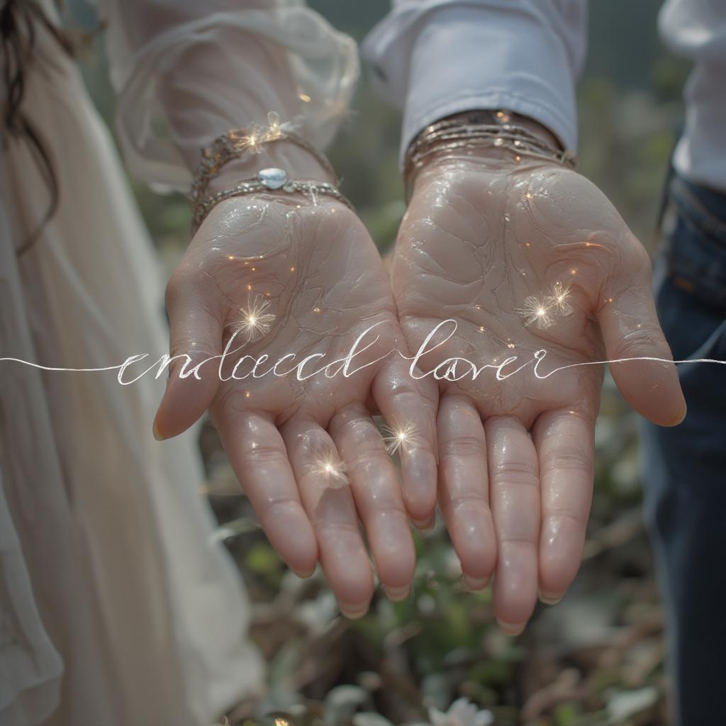 Couple holding hands with endless love quote overlay