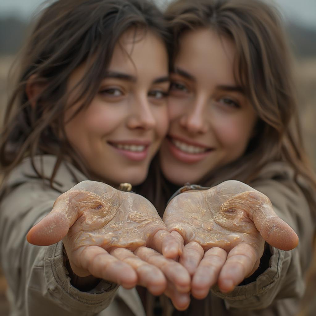 Expressing your love: A couple holding hands, looking at each other with affection.