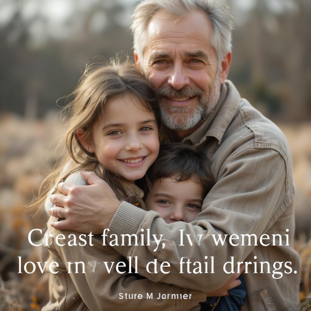 Family Hugging with Love Quote Overlay