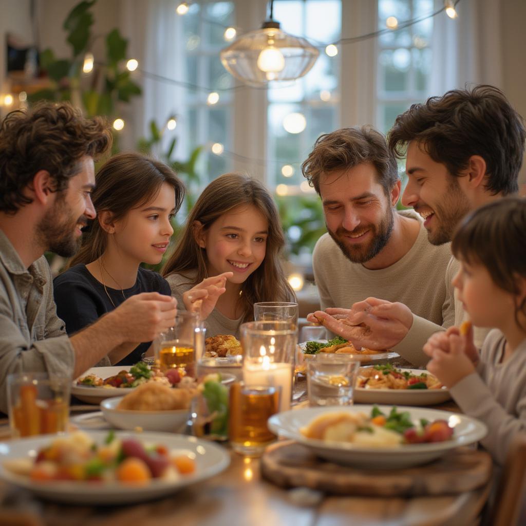 Family Sharing a Meal Together