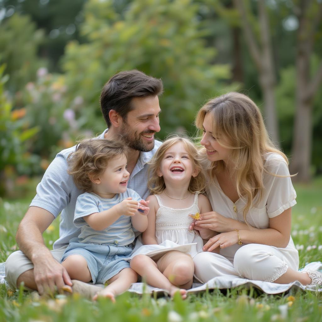 Parents and children sharing a joyful moment, embodying family love.