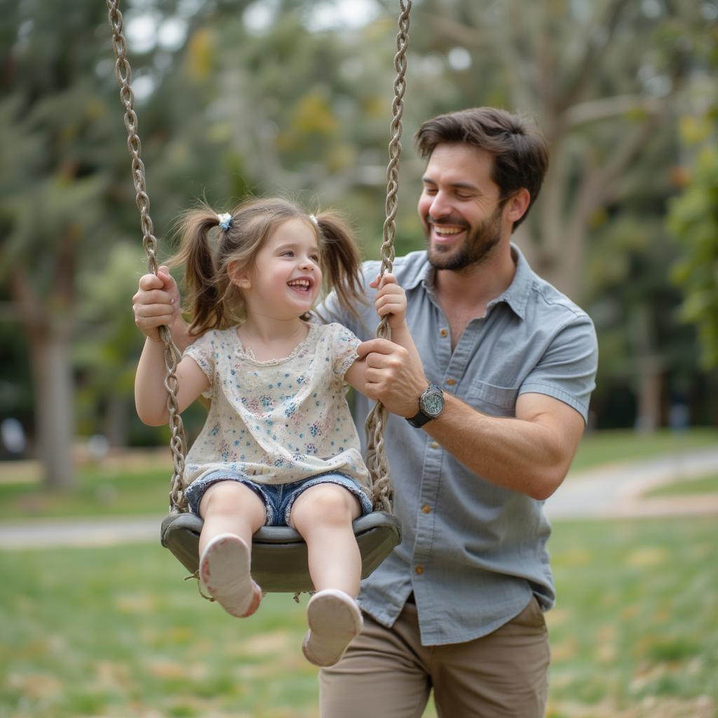 A father plays with his daughter in the park, demonstrating his love and support.