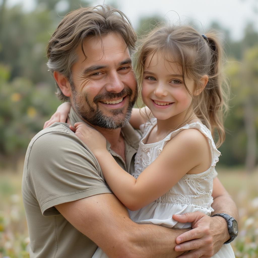 Father and daughter embracing warmly