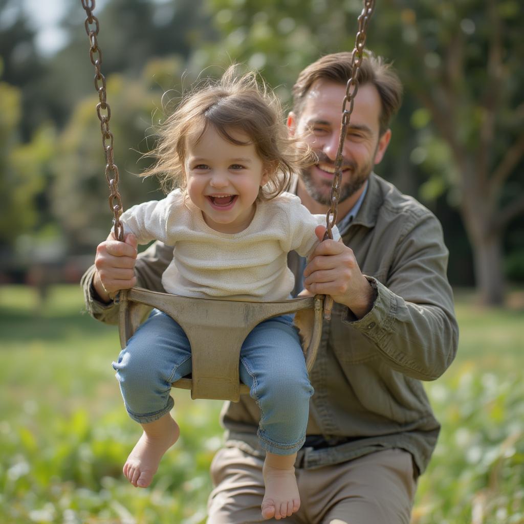 Father and Daughter Playing in the Park