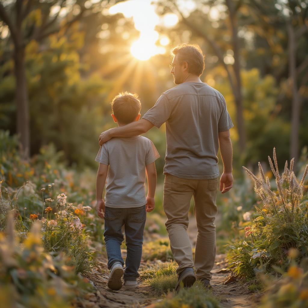 Father and Son Walking Together