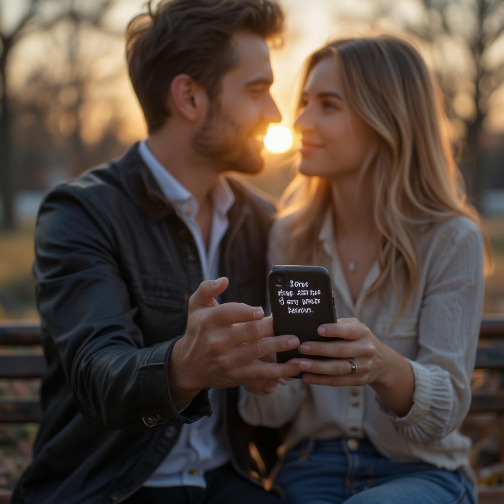 Romantic Couple Sharing a Favorite Love Quote