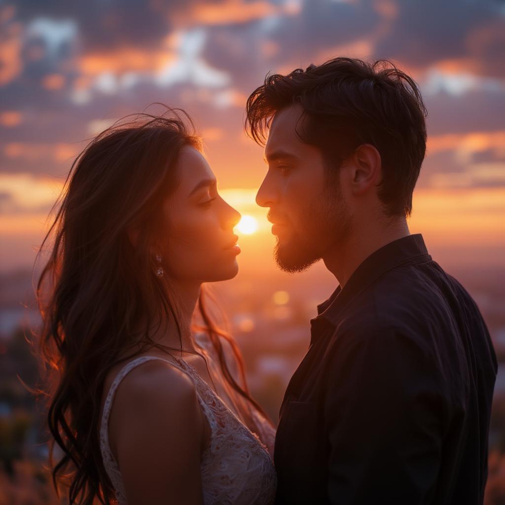 Couple watching sunset, symbolizing hope and future