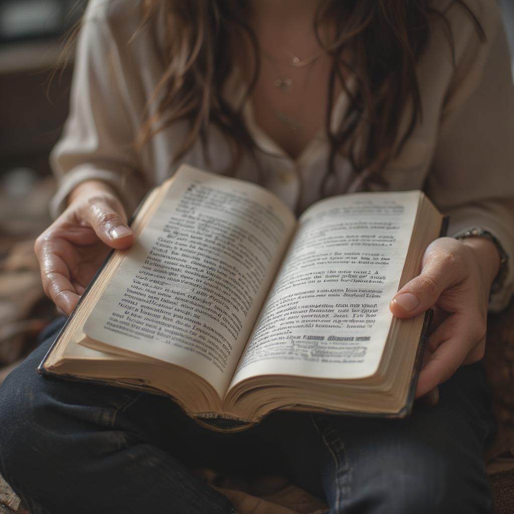 A Person Reading a Book of Quotes, Finding Comfort and Solace