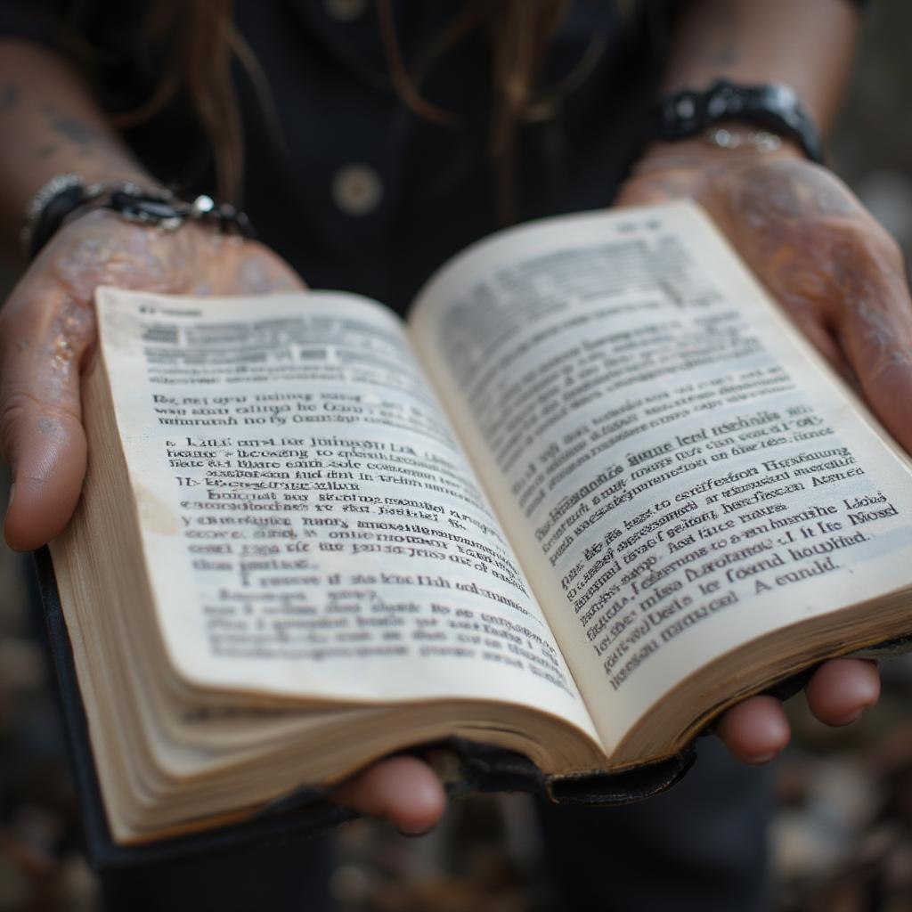 A person searching for comfort in a book of quotes after a breakup.