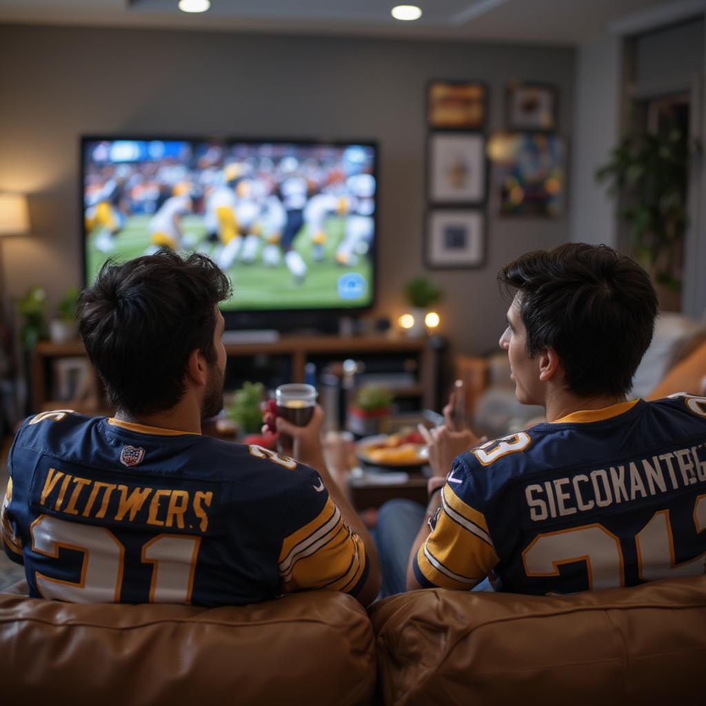 Couple Watching Football Game on Game Day