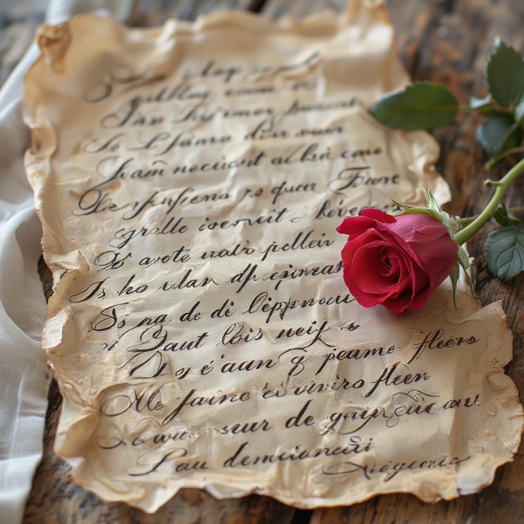 Handwritten Love Letter with French Phrases