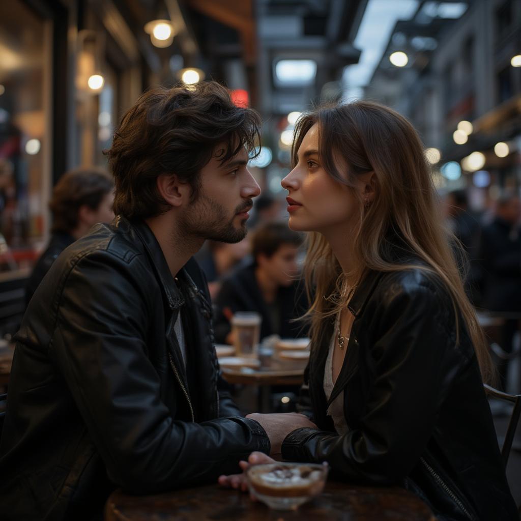 A Couple Whispering Sweet Nothings in a Parisian Cafe