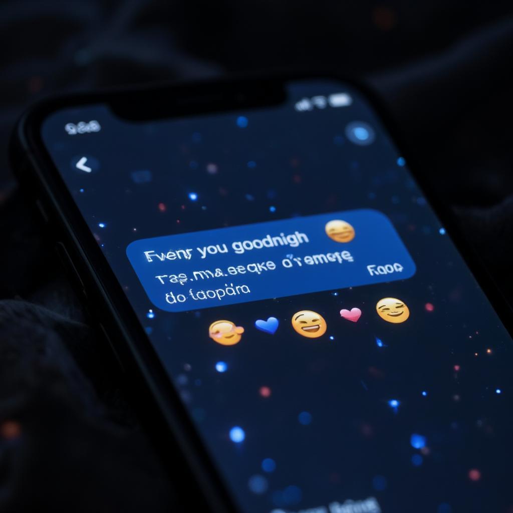 A phone screen displaying a humorous goodnight message with emojis.