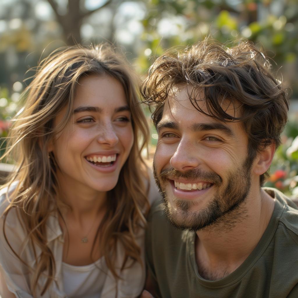 Couple Laughing Together Outdoors