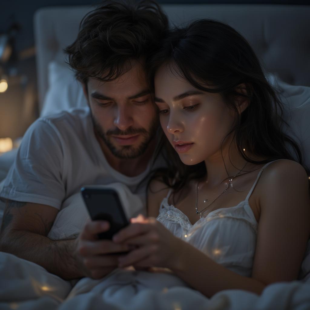 Couple Texting Good Night