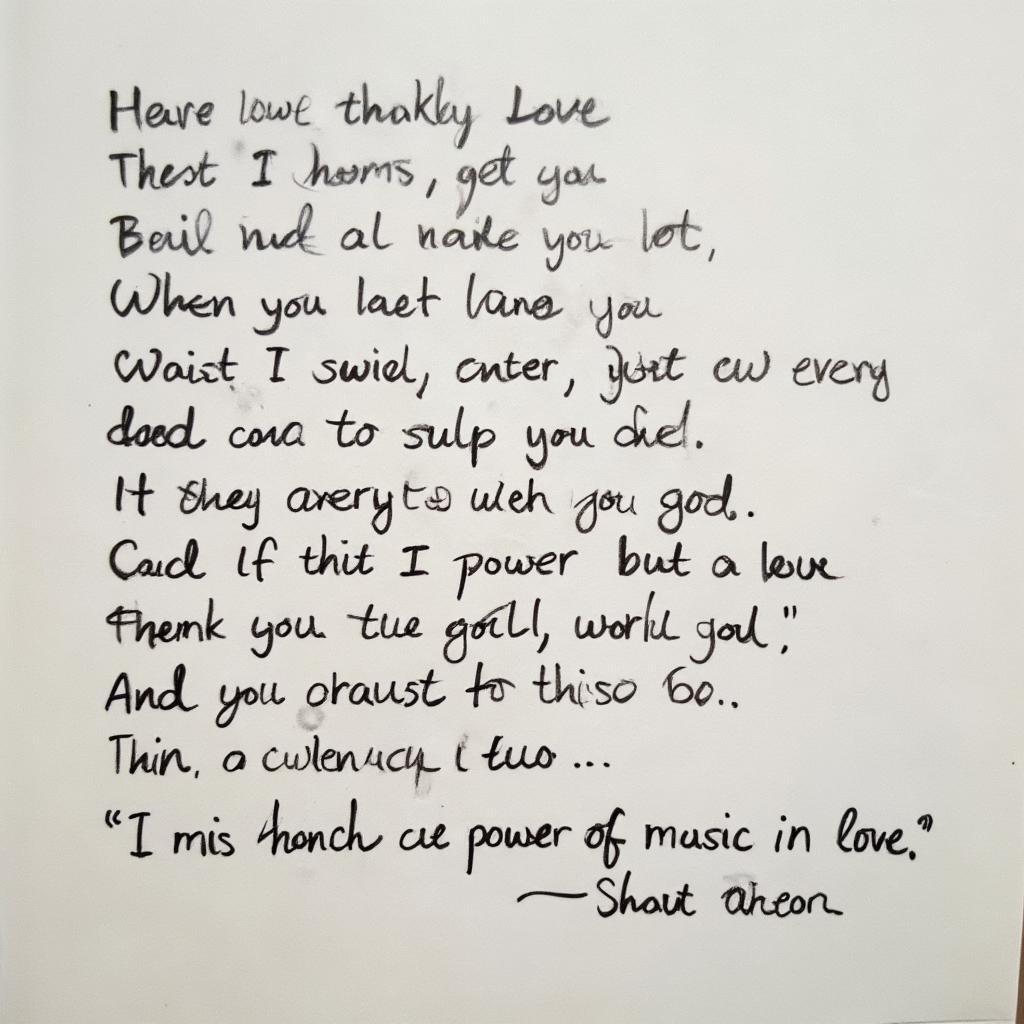 Handwritten Lyrics with Love Quote