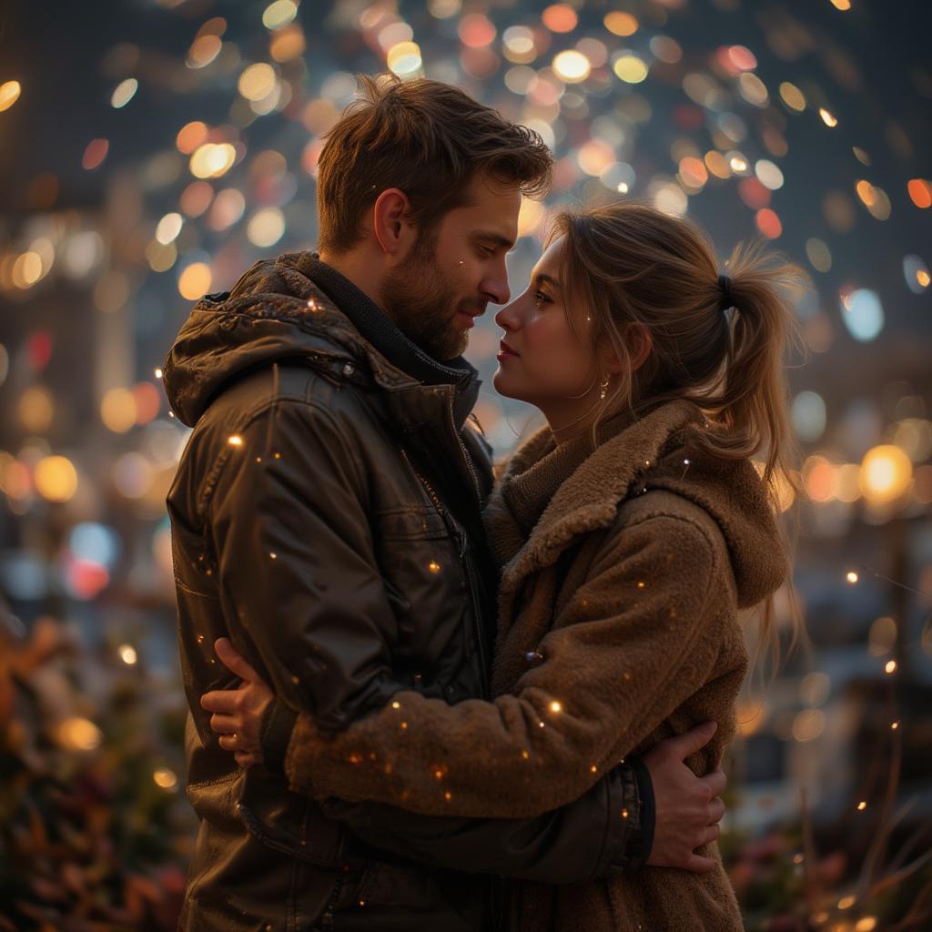 Couple Embracing on New Year's Eve